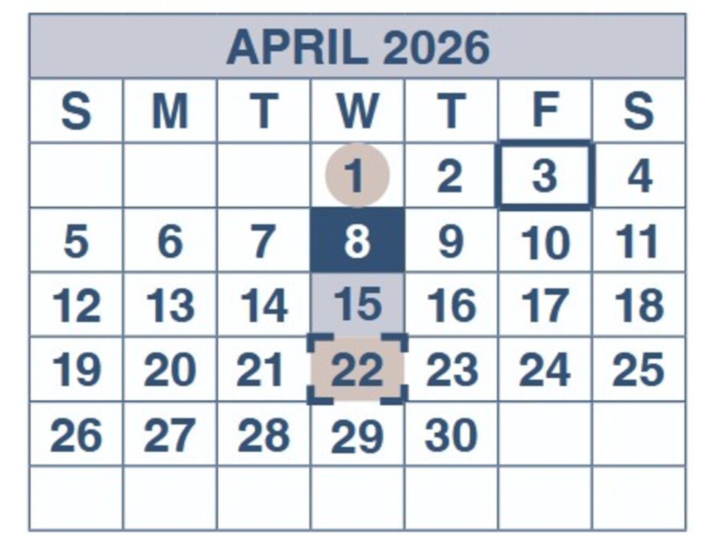 Social Security Checks April 2026 SSI and SSDI payment dates chart