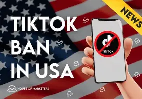 TikTok Ban U.S. 2025 news concept with TikTok logo and USA flag