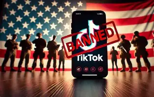 ByteDance and TikTok logo with U.S. government background concept