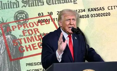 Stimulus Check 2026 update with IRS and US Treasury building background