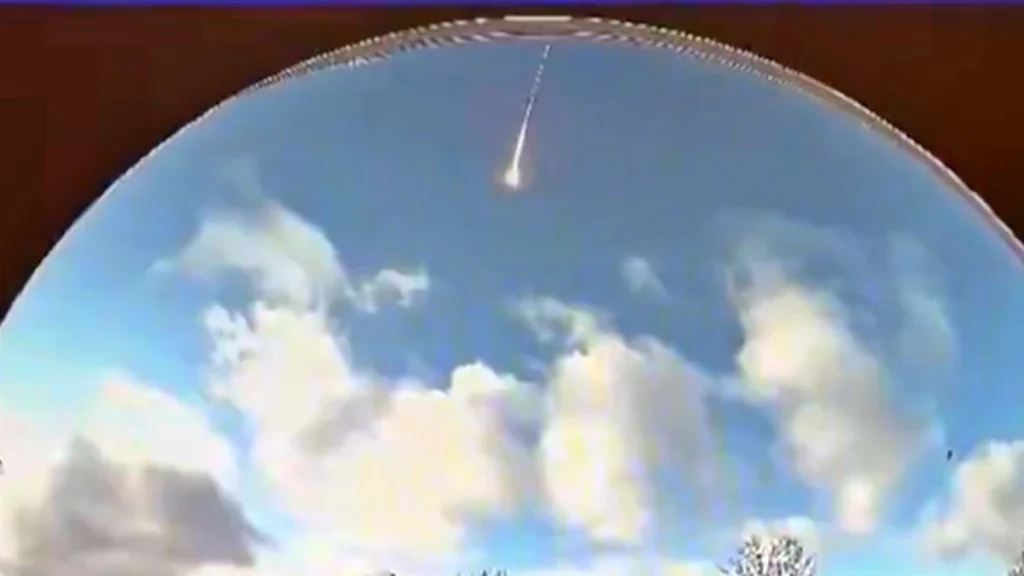 Meteor burning in Earth atmosphere creating bright flash