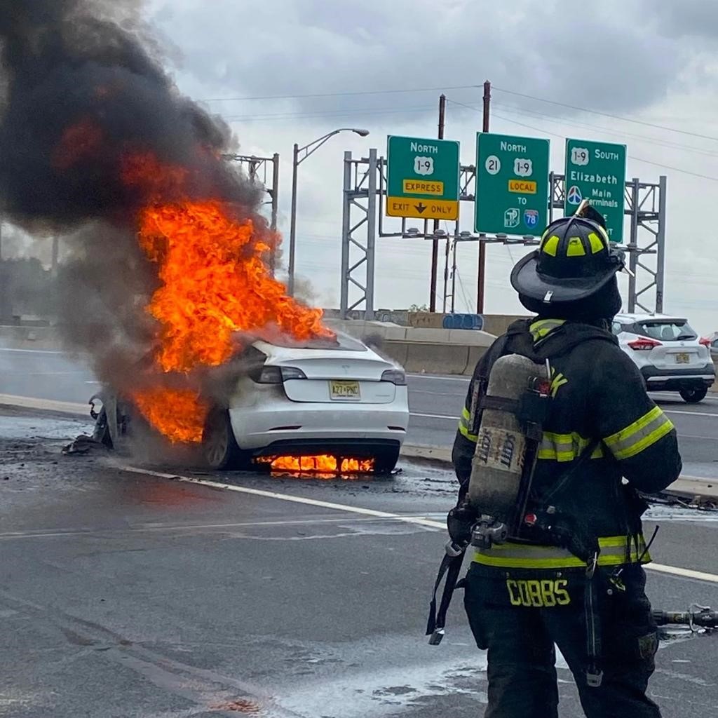 EV battery fires comparison with gas car fires