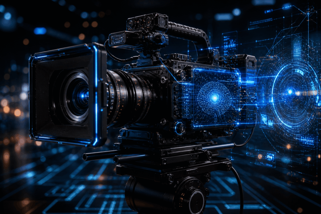 future of Hollywood AI showing artificial intelligence in film production