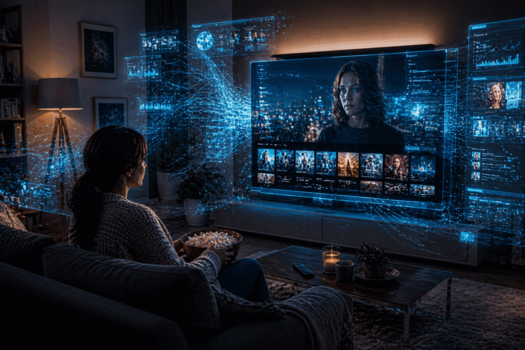 future of Hollywood AI showing artificial intelligence in film production