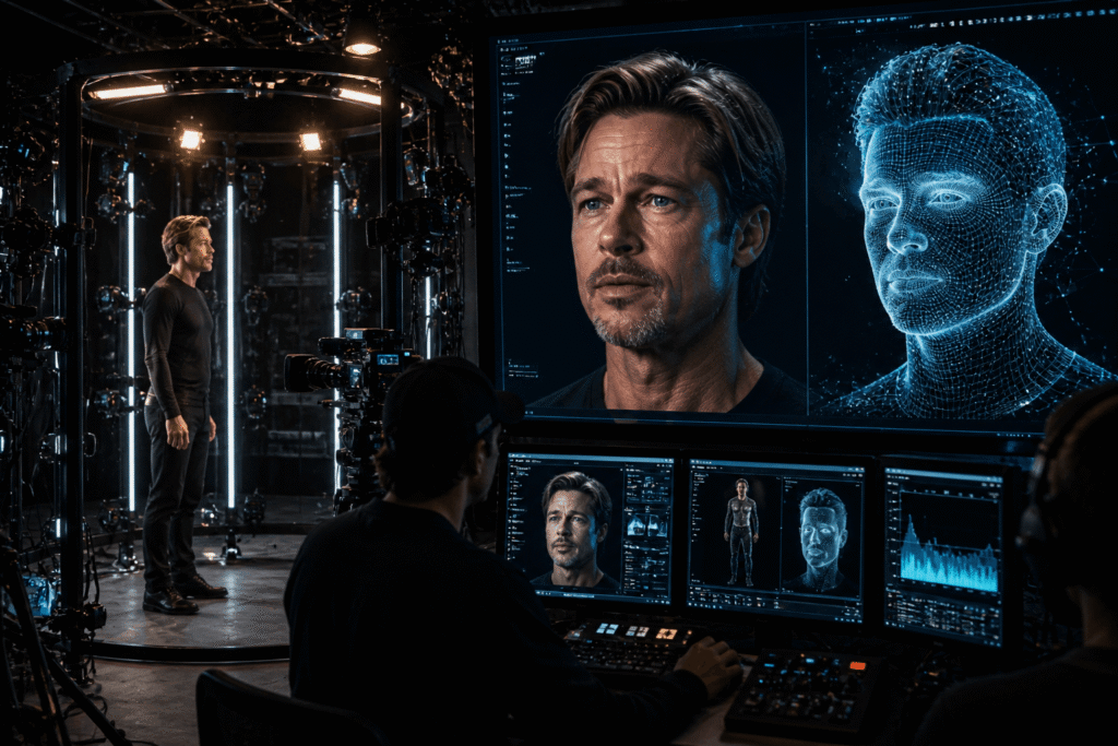 future of Hollywood AI showing artificial intelligence in film production