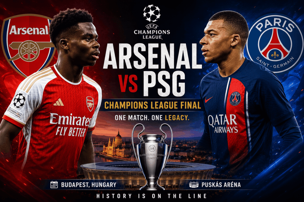Arsenal vs PSG Champions League Final as Arsenal and PSG prepare for the biggest match of the season