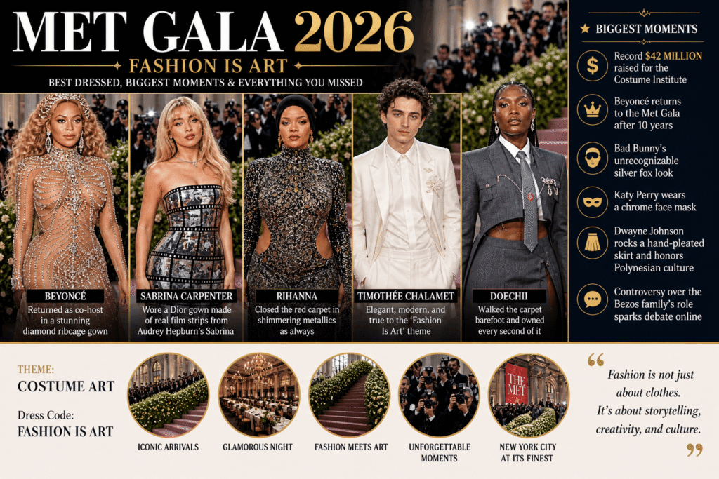 Met Gala 2026 red carpet looks featuring top celebrities