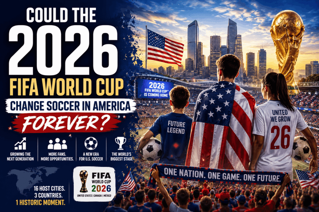 2026 FIFA World Cup tournament showcasing host cities, stadiums, and international soccer teams across North America