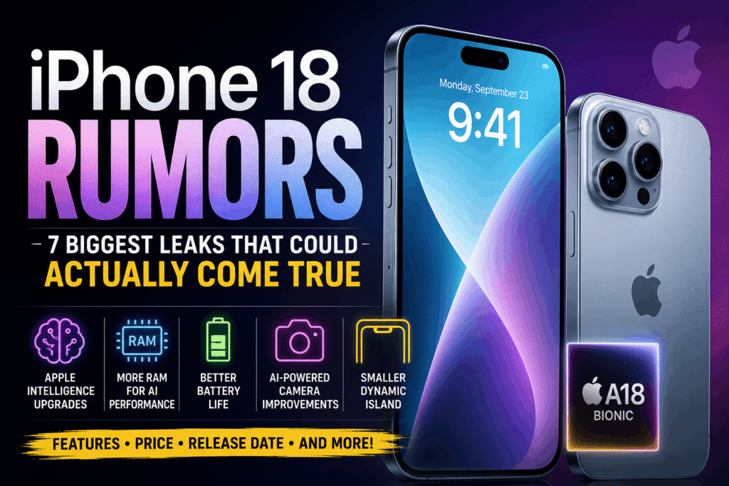 iPhone 18 Rumors showing Apple's next-generation smartphone with AI-powered features