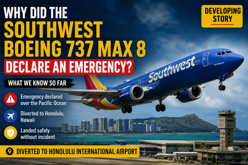 Southwest Boeing 737 MAX 8 emergency aircraft diverting to Honolulu after declaring an emergency