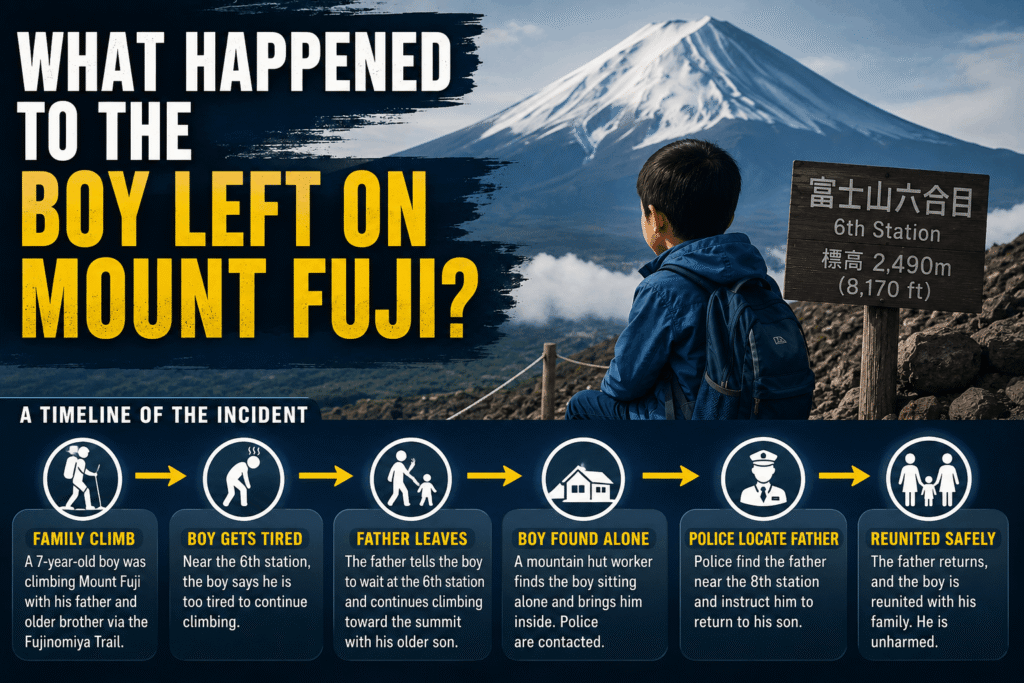 boy left on Mount Fuji after father leaves him alone near sixth station