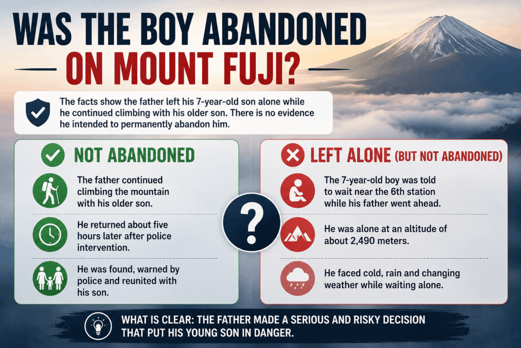 boy left on Mount Fuji after father leaves him alone near sixth station