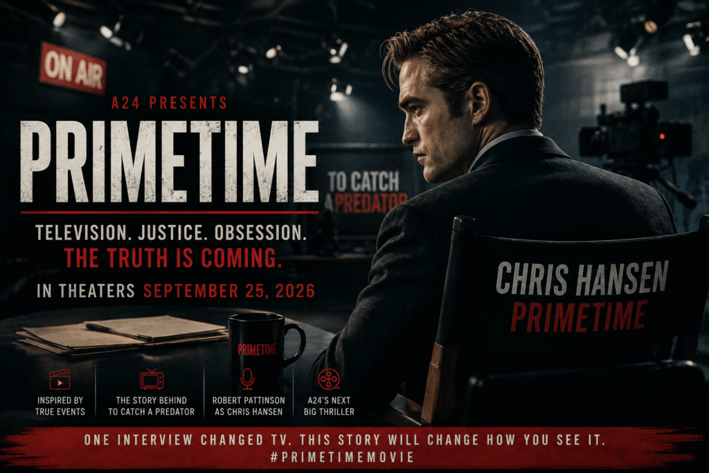 Primetime Movie official poster featuring Robert Pattinson as Chris Hansen