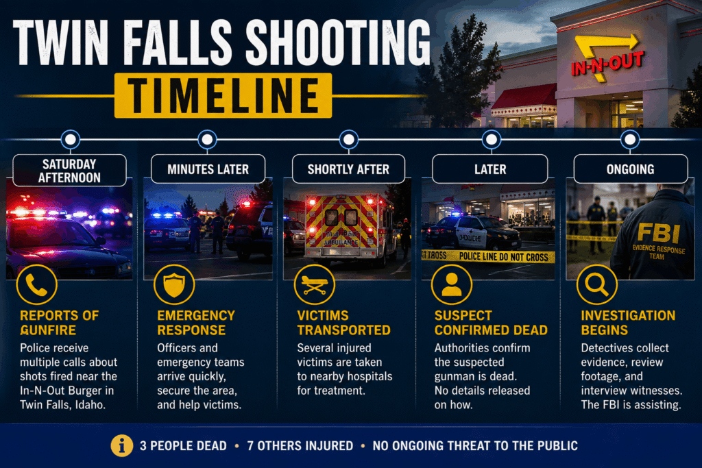 Twin Falls Idaho Shooting near In-N-Out Burger as police secure the crime scene