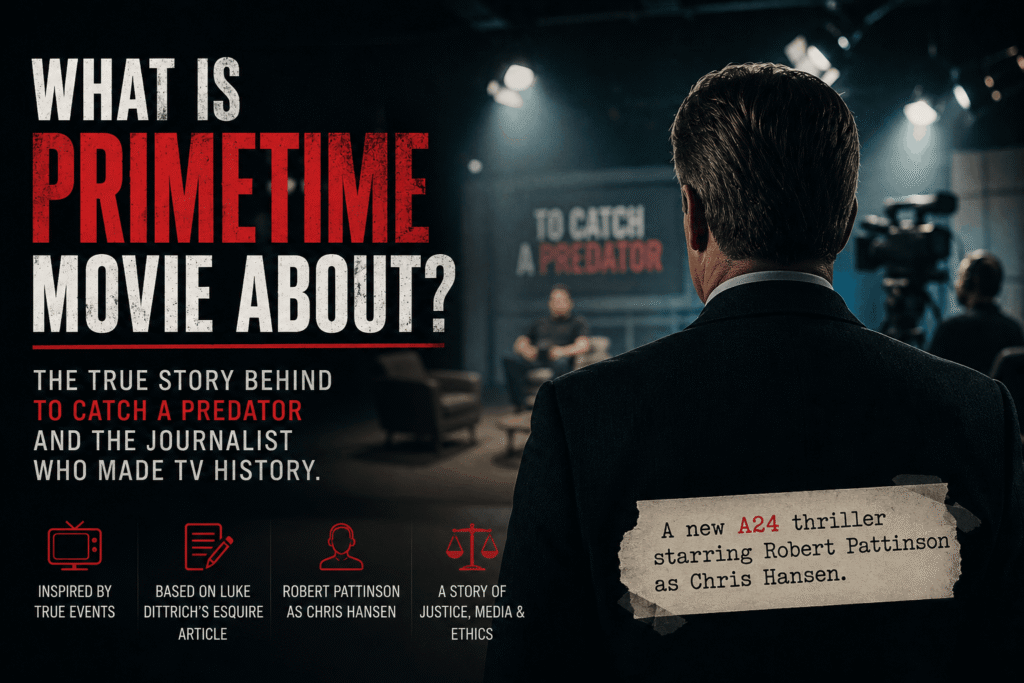 Primetime Movie official poster featuring Robert Pattinson as Chris Hansen