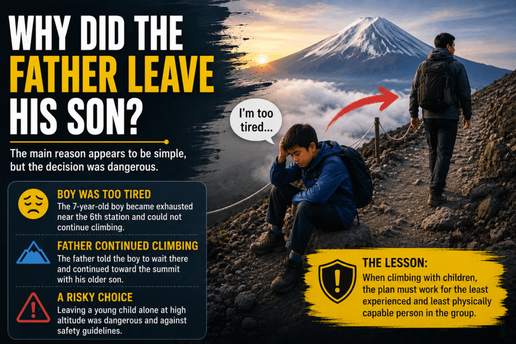 boy left on Mount Fuji after father leaves him alone near sixth station