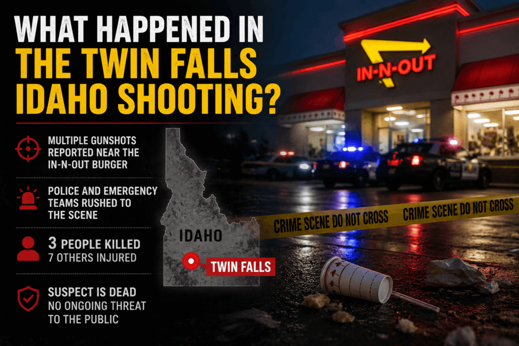 Twin Falls Idaho Shooting near In-N-Out Burger as police secure the crime scene